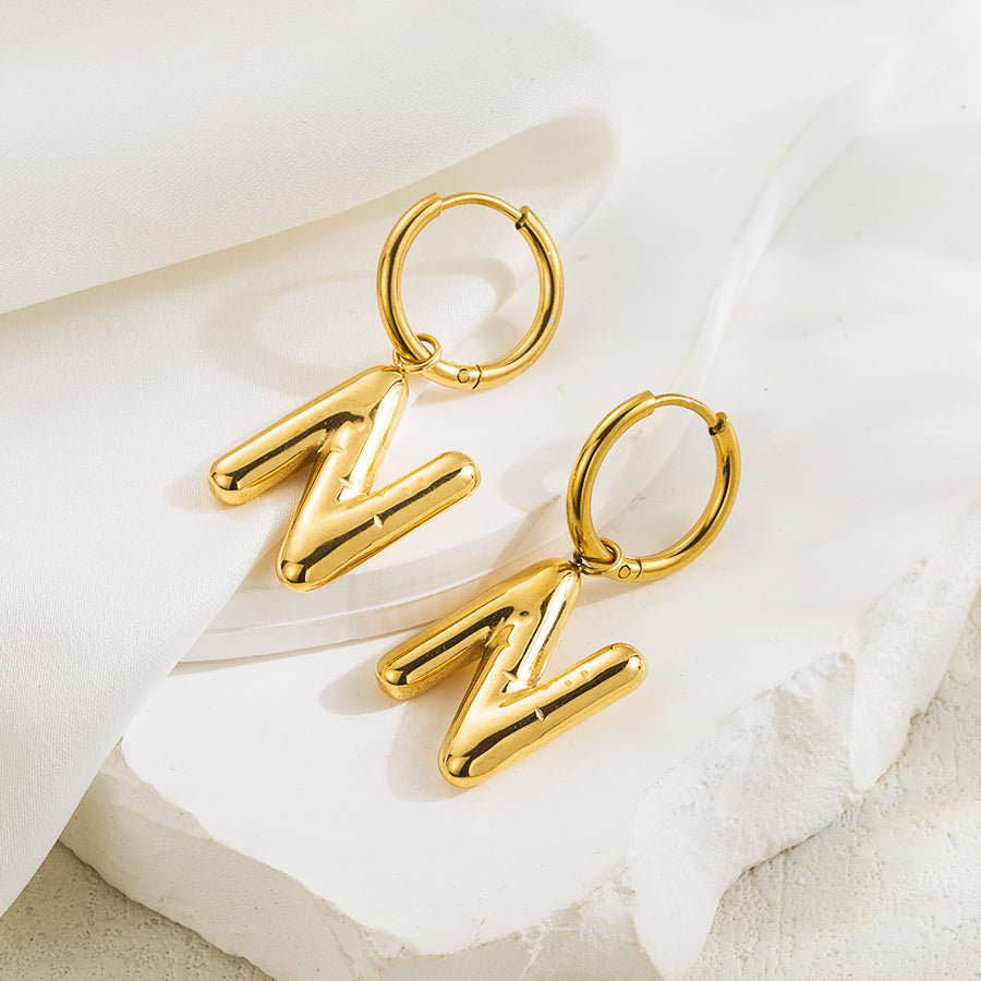 1 pair simple style letter plating stainless steel 18k gold plated ear clip By Trendy Jewels