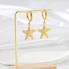 1 Pair Simple Style Classic Style Starfish 316 Stainless Steel Titanium Steel 18K Gold Plated Drop Earrings By Trendy Jewels
