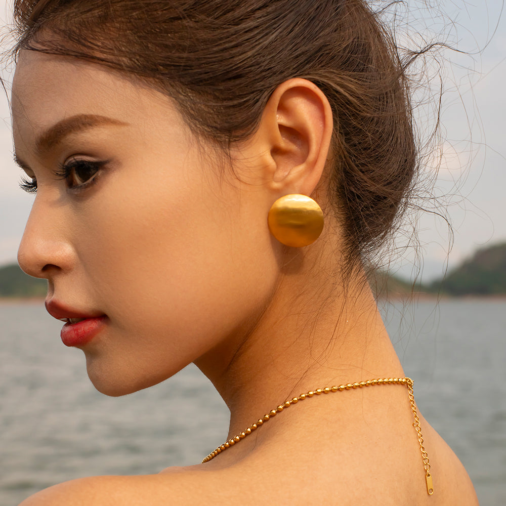 1 Pair IG Style Simple Style Round Stainless Steel 18K Gold Plated Ear Studs By Trendy Jewels