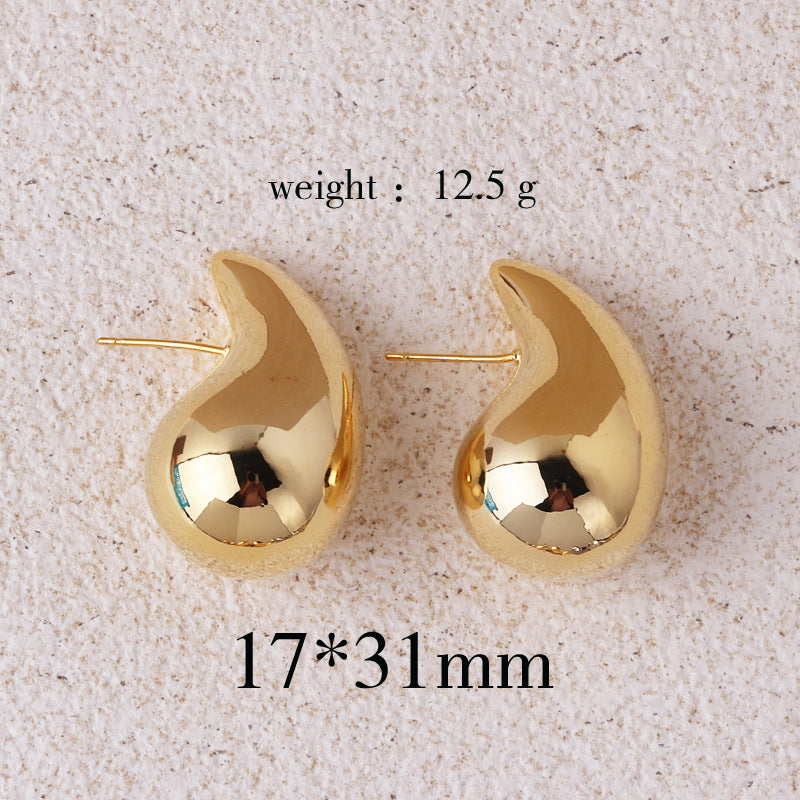 1 pair retro lady water droplets plating copper ear studs By Trendy Jewels