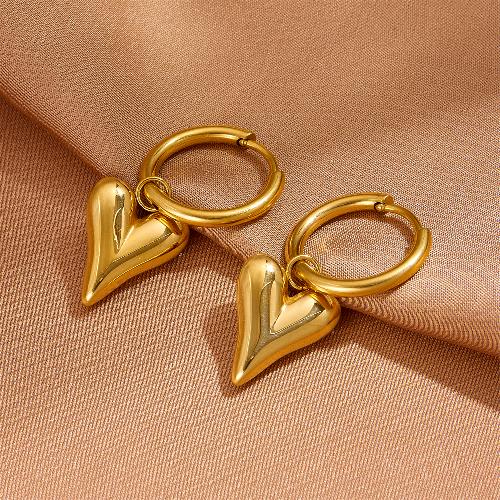 Titanium Steel 18K Gold Plated Classic Style Inlay Heart Shape Zircon Jewelry Set By Trendy Jewels