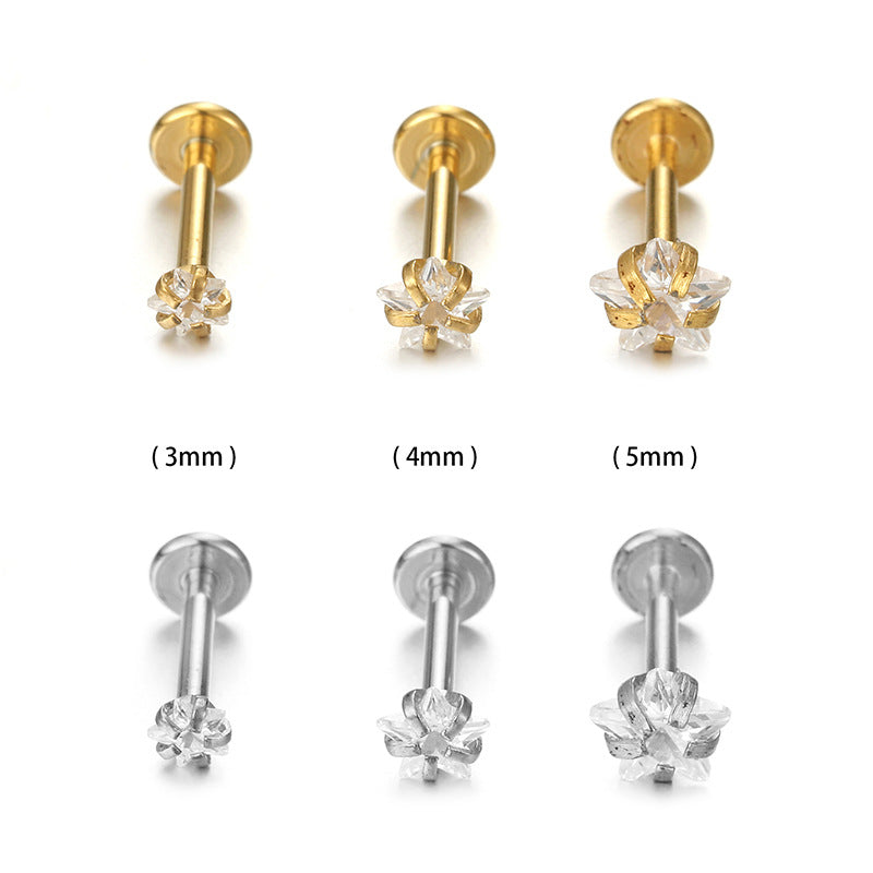 fashion star stainless steel plating zircon lip stud By Trendy Jewels