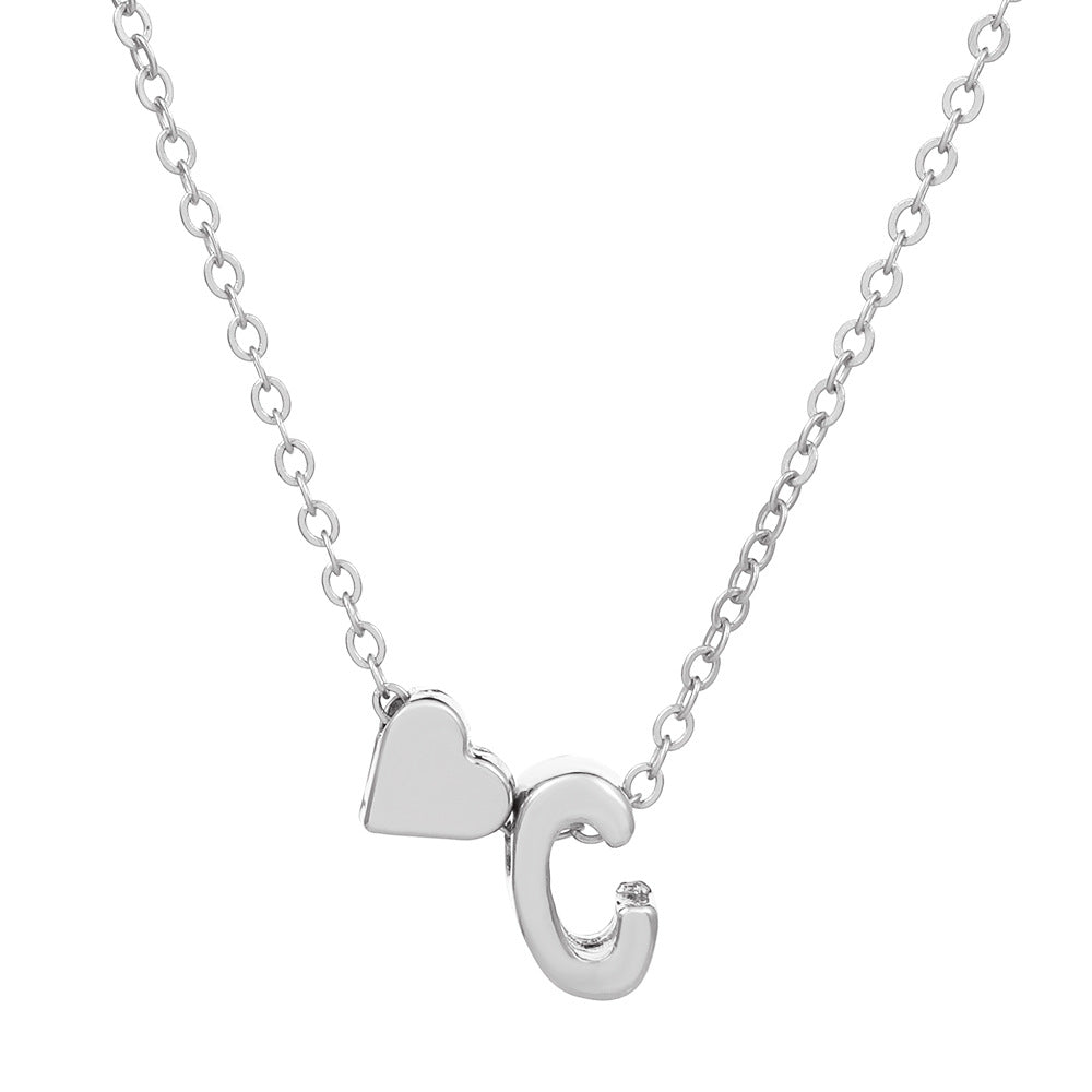 fashion love 26 english alphabet simple alloy necklace nhdp148728 By Trendy Jewels