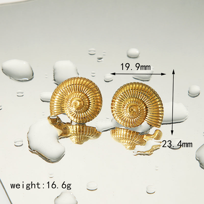 1 Pair Casual Vintage Style Spiral 304 Stainless Steel 18K Gold Plated Ear Studs By Trendy Jewels