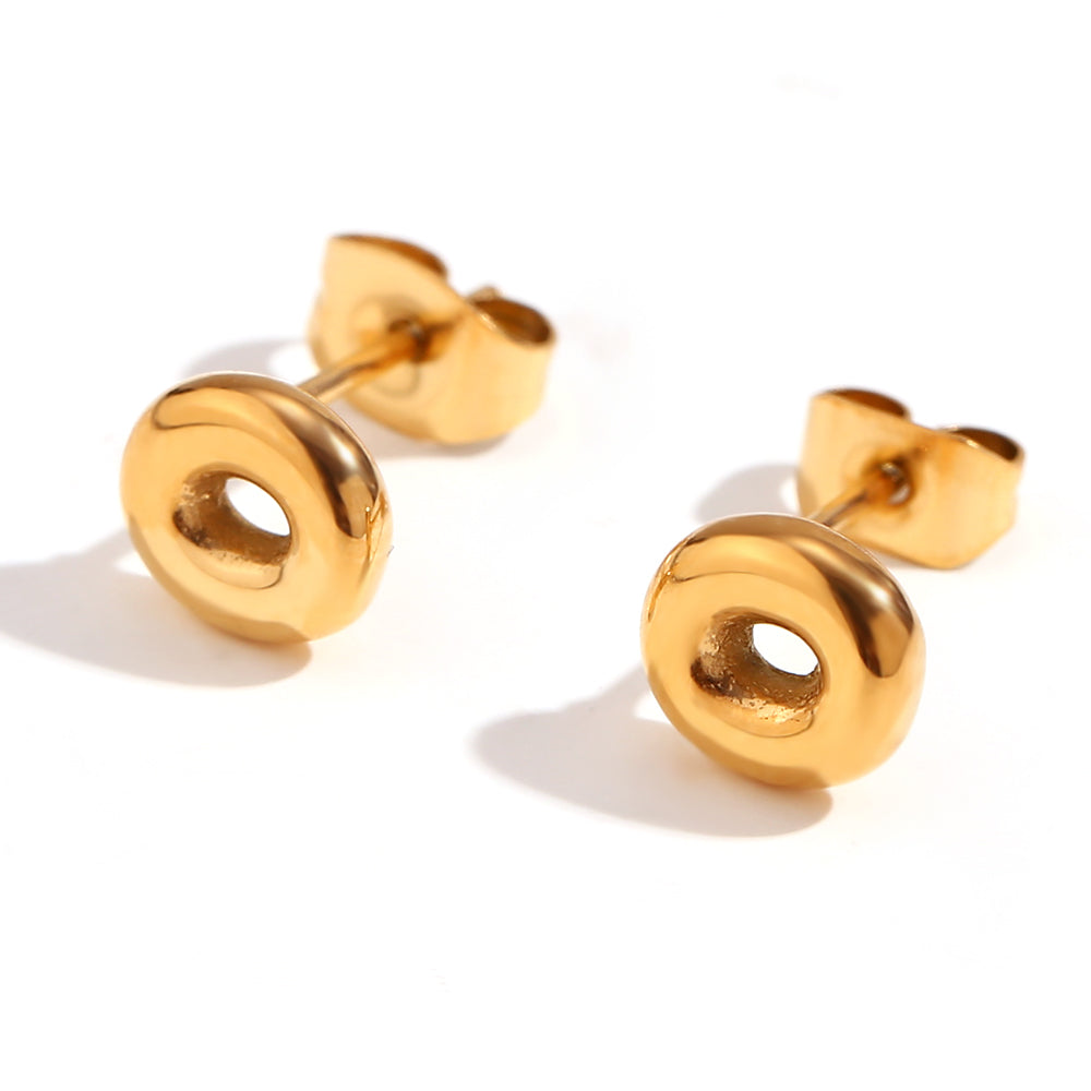 1 pair basic classic style letter plating stainless steel 18k gold plated ear studs By Trendy Jewels