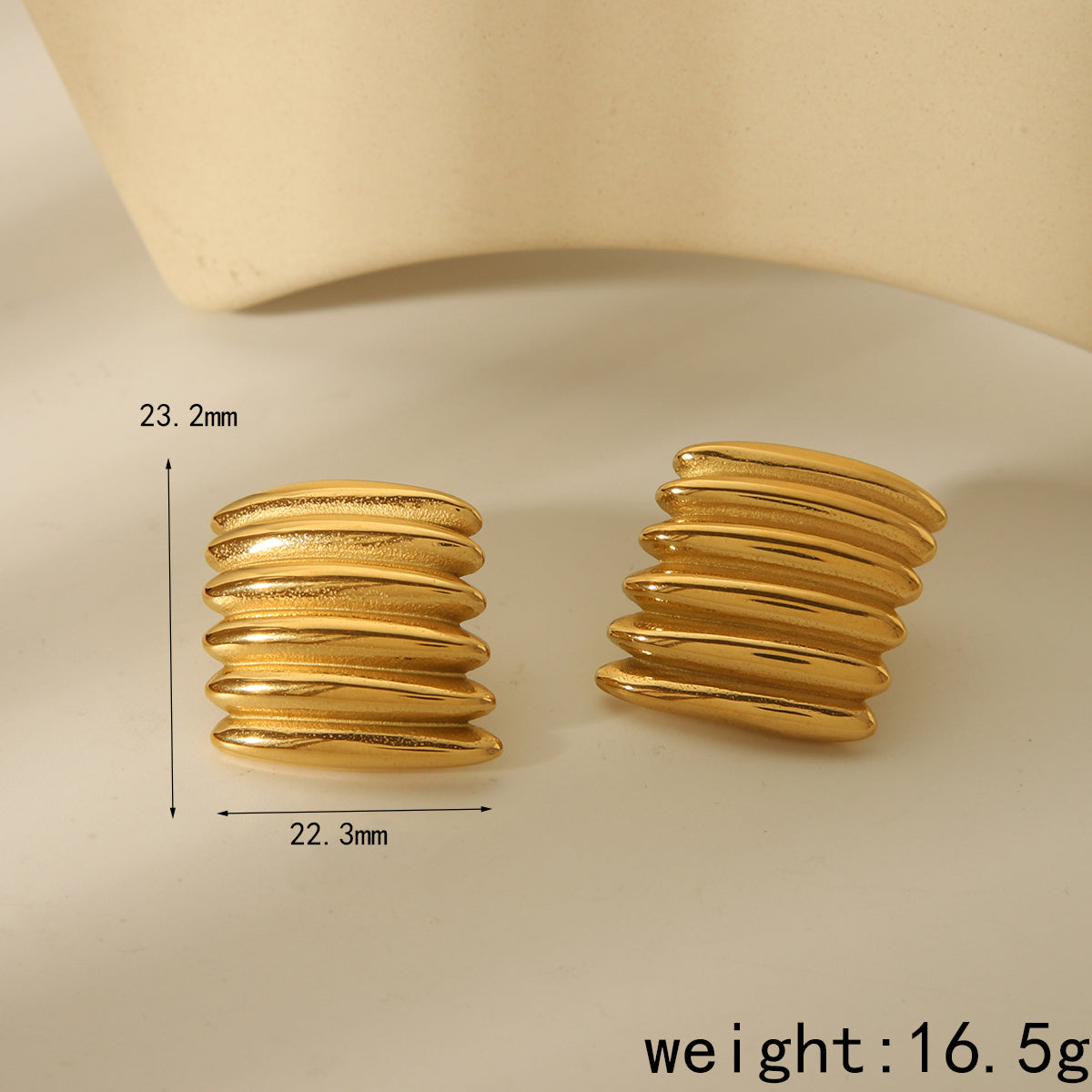 1 Pair Simple Style Commute Geometric 304 Stainless Steel 18K Gold Plated Ear Studs By Trendy Jewels