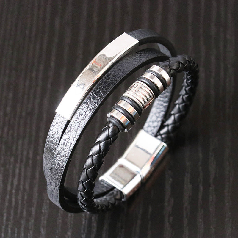 original design solid color pu leather men's bracelets By Trendy Jewels