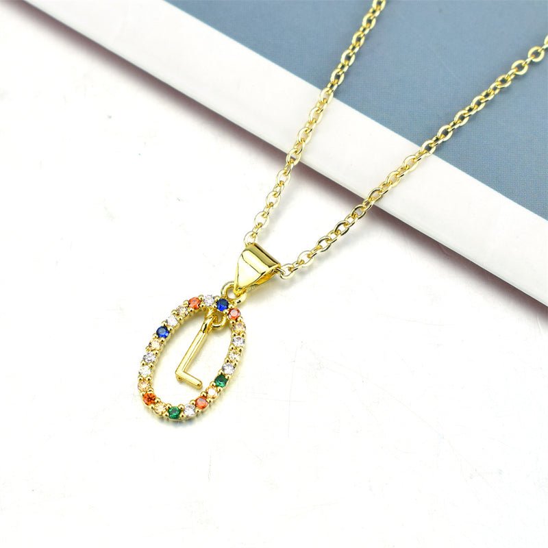 simple style letter stainless steel plating inlay zircon pendant necklace By Trendy Jewels