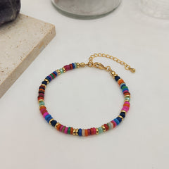 chinese ancient style ornament cross-border european and american niche colorful natural shell hand-woven beads retro twin bracelet for women By Trendy Jewels
