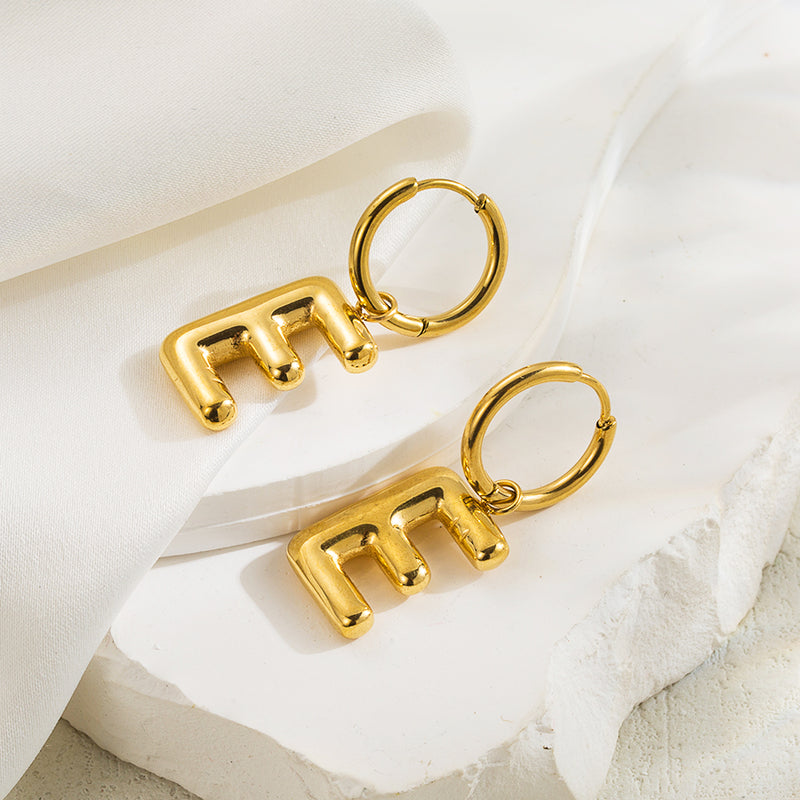 1 pair simple style letter plating stainless steel 18k gold plated ear clip By Trendy Jewels