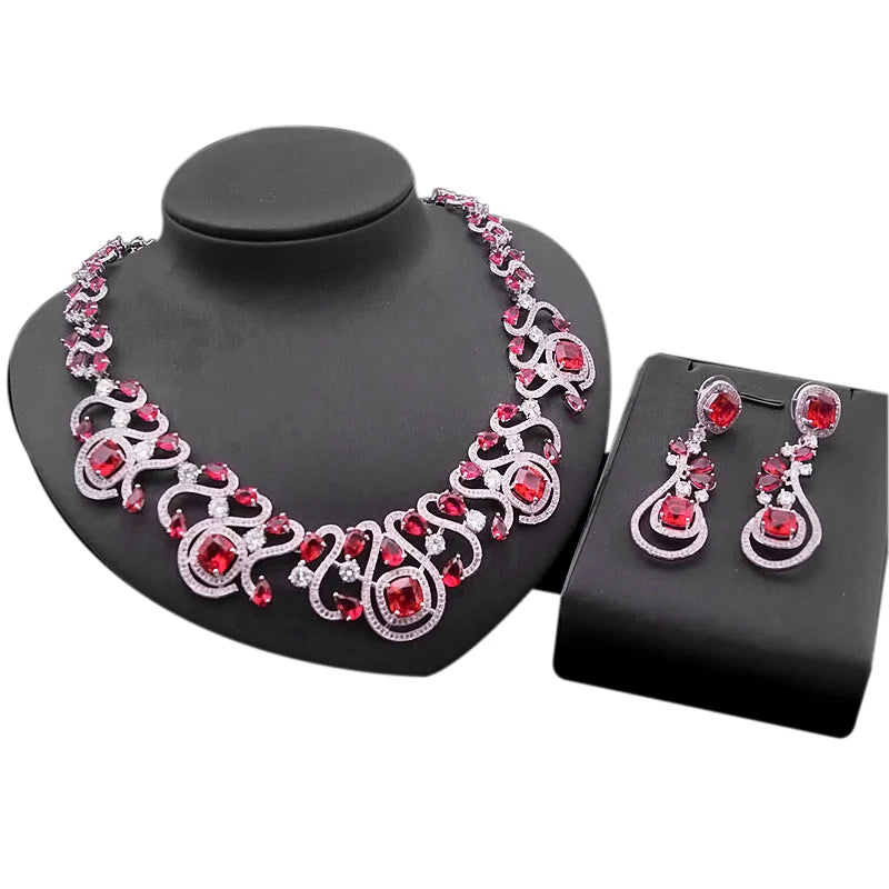 Zircon Jewelry Set 925 Silver Fashion Bridal Jewelry Sets UAE Women's Necklace Set Factory By Trendy Jewels