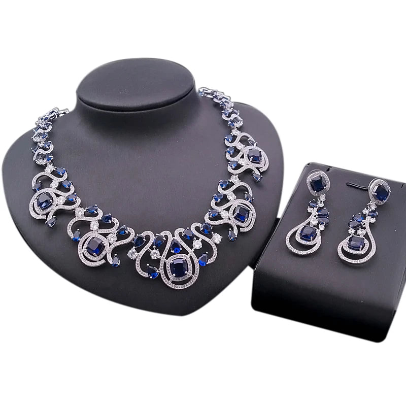 Zircon Jewelry Set 925 Silver Fashion Bridal Jewelry Sets UAE Women's Necklace Set Factory By Trendy Jewels