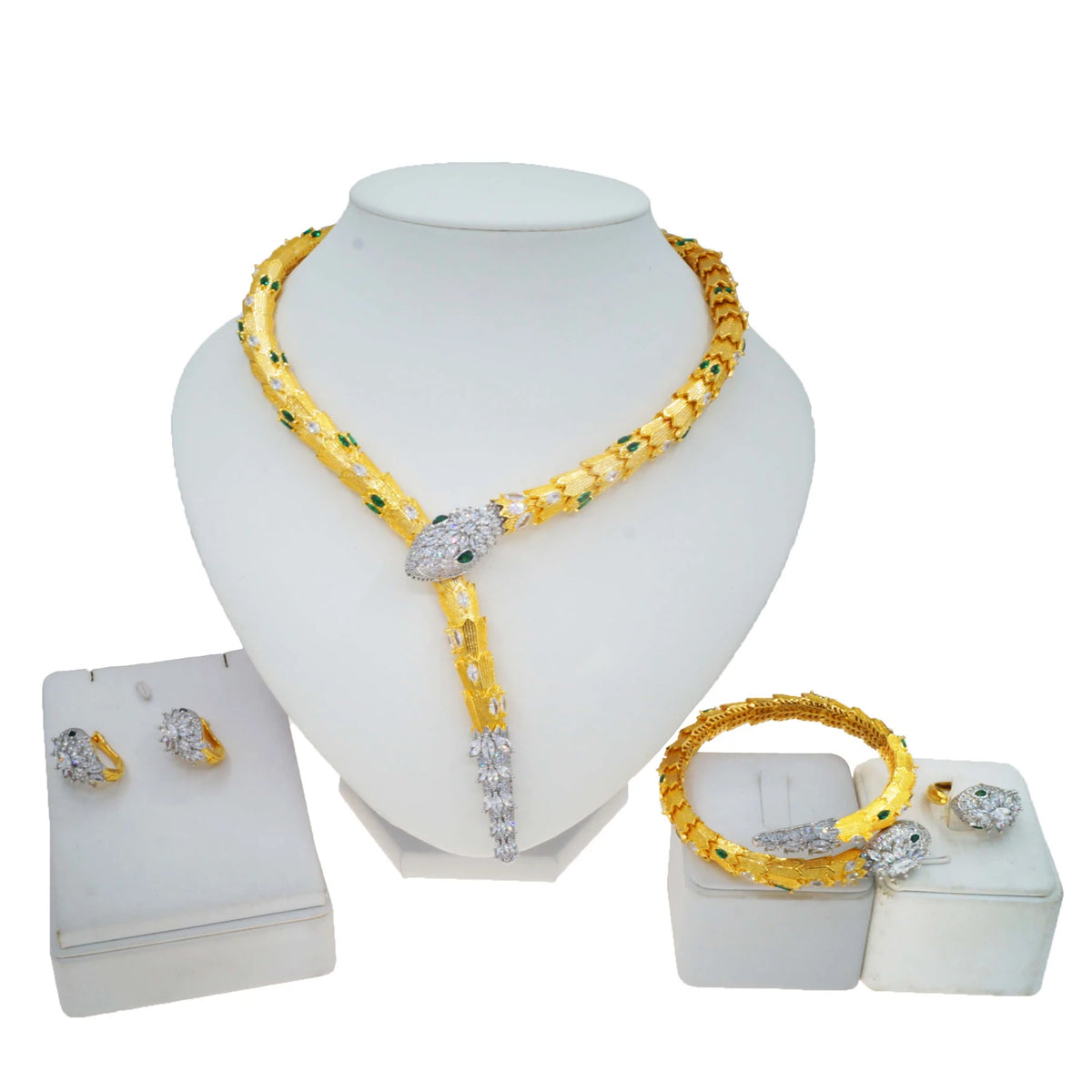 Plated Gold Jewelry Set Latest Two Color Diamond Jewelry Sets Customized Women's Costume Pendant By Trendy Jewels