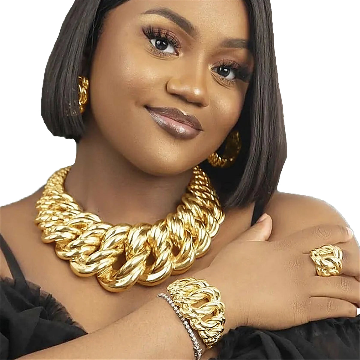 Italian Big Cuban Chain Jewelry Sets Luxury Brazilian Gold Design Jewelry Set Exaggerated Nigerian Trend Necklace By Trendy Jewels