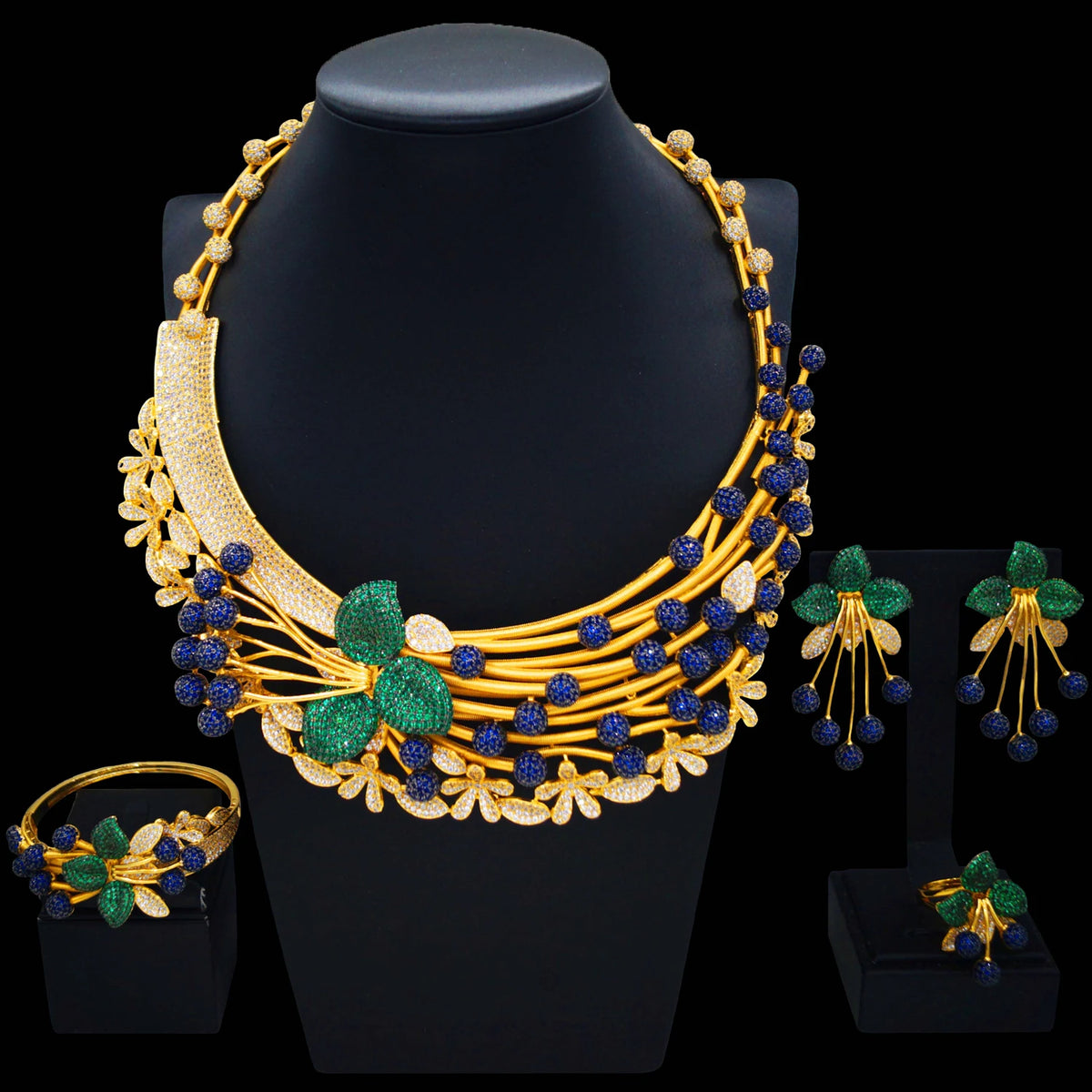 Wedding Gold Jewelry Set Beautiful Multi Color BeadsJewelry Sets Cheap Women's Festival By Trendy Jewels