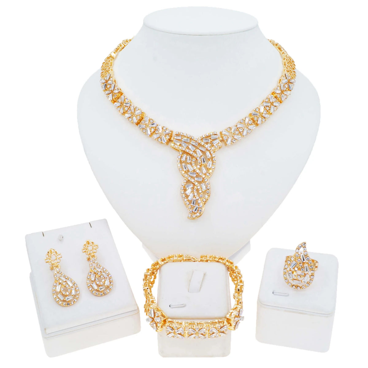 Wedding Gold Jewelry Set Beautiful Silver Diamond Bead Jewelry Sets Simple Women's Festival By Trendy Jewels