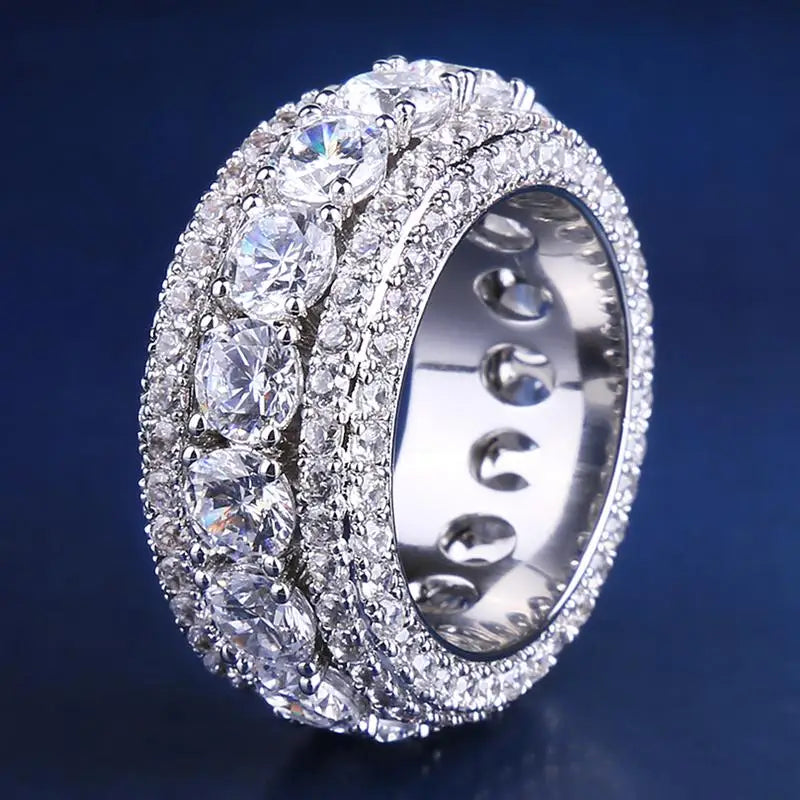 White Gold Ice Ring Hip Hop Jewelry for Wholesale Agent in Stock By Trendy Jewels