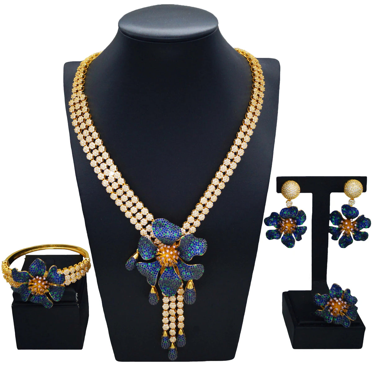 Bridal Gold Jewelry Set High-end Multi Color BeadsJewelry Sets Favors Women Valentine's Day By Trendy Jewels