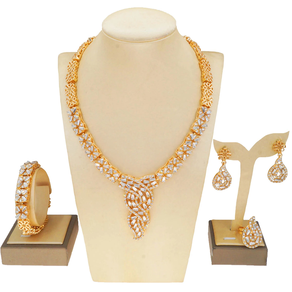 Wedding Gold Jewelry Set Beautiful Silver Diamond Bead Jewelry Sets Simple Women's Festival By Trendy Jewels