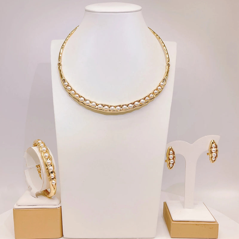 Hot Selling Accessories Good Jewelry Sets Available Pearl Necklace Jewelry Set Simple Bridal Wedding Gifts By Trendy Jewels