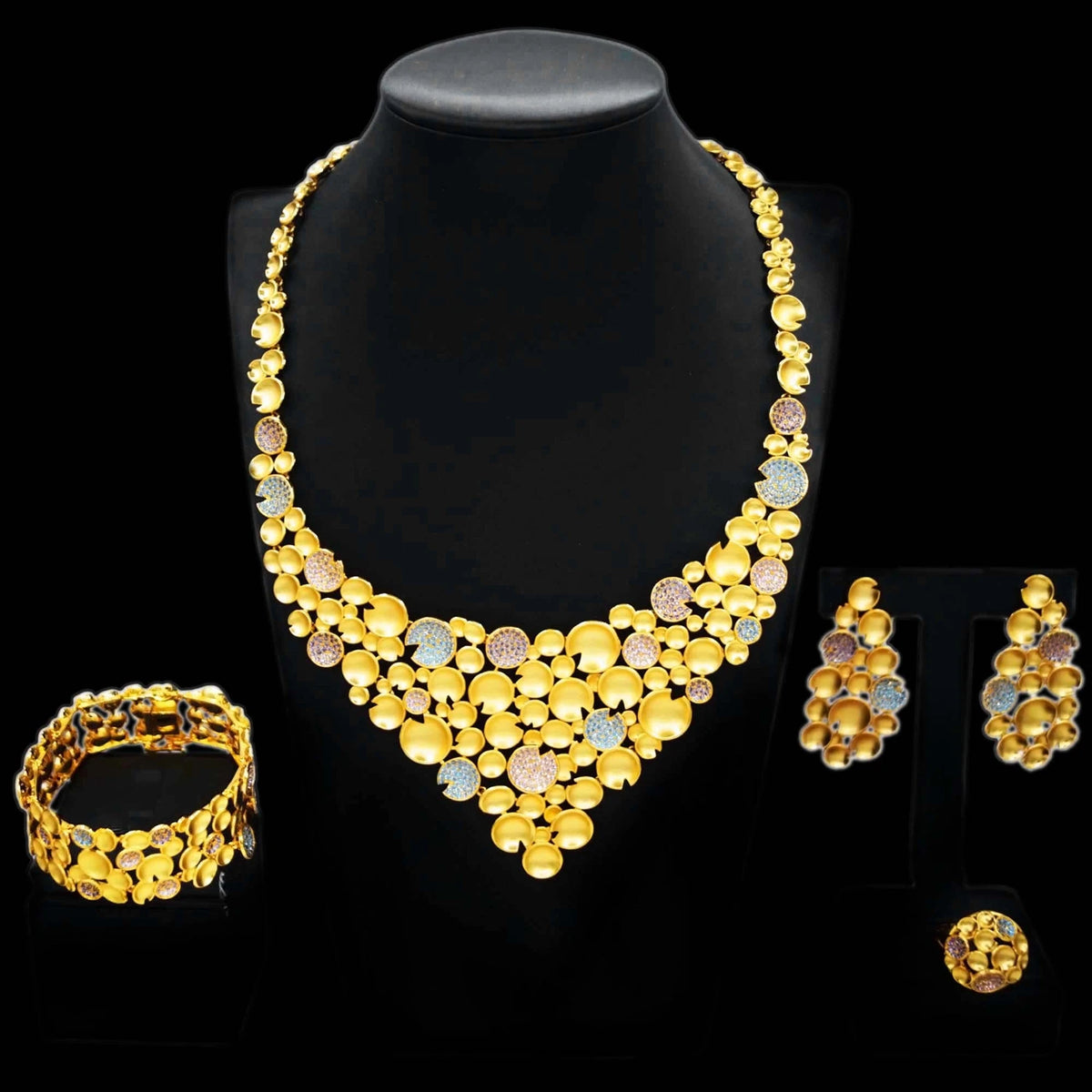 Wedding Gold Jewelry Set Fashion Silver Diamond Bead Jewelry Sets Latest Women's Birthday By Trendy Jewels