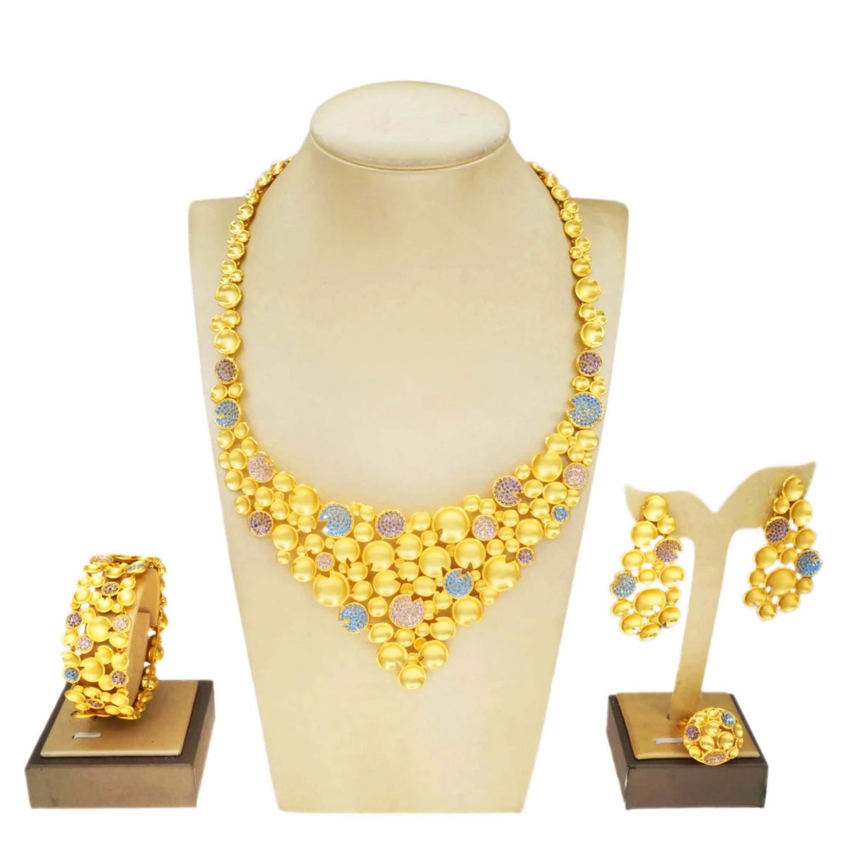 Wedding Gold Jewelry Set Fashion Silver Diamond Bead Jewelry Sets Latest Women's Birthday By Trendy Jewels