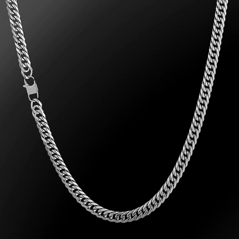 6mm 18K Gold Silver Plated Hip Hop Miami Stainless Steel Curb Cuban Link Chain Necklaces By Trendy Jewels