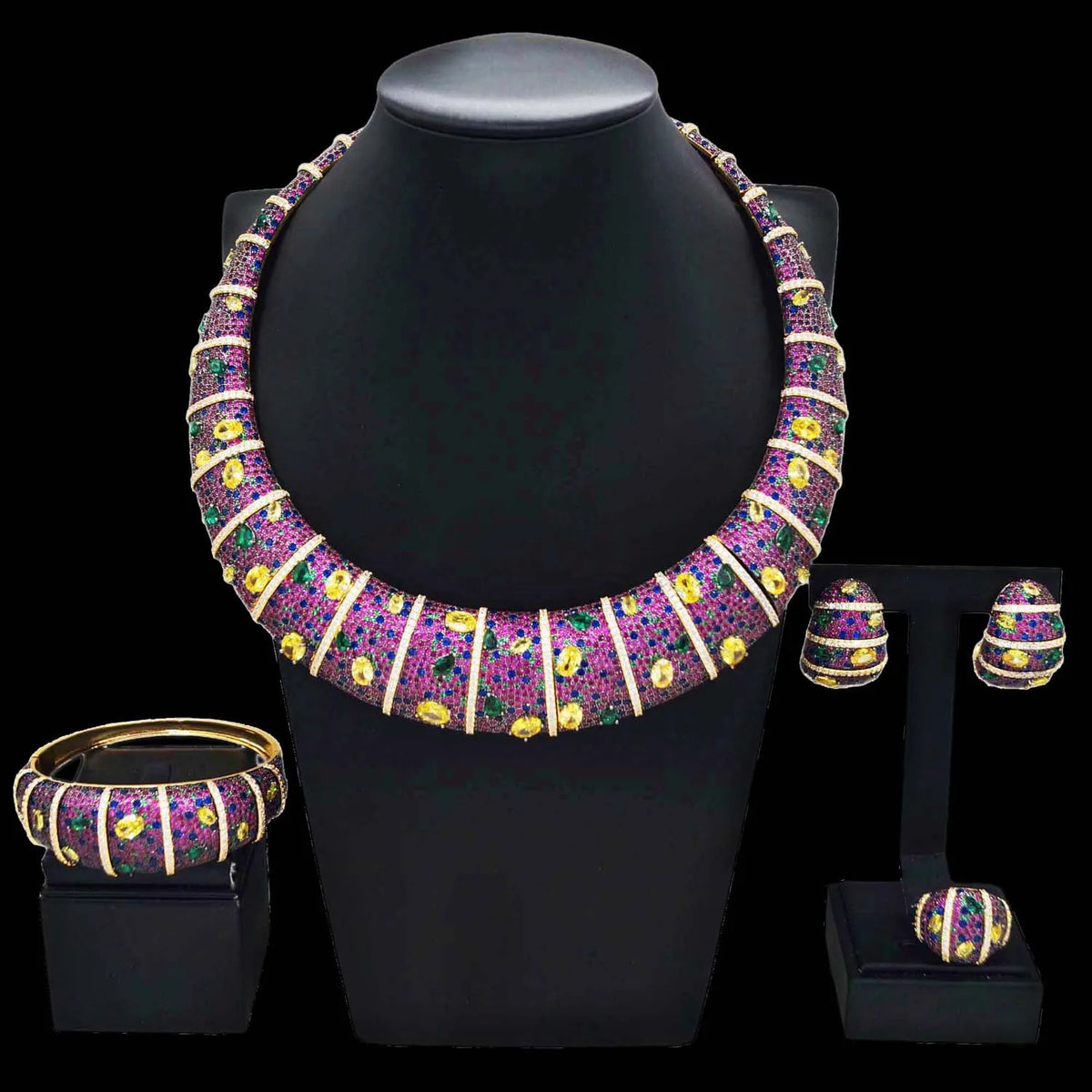 Favors Wedding Gold Jewelry Set Latest Multi Color Diamond Beads Jewelry Sets Cheap Woman Festival By Trendy Jewels