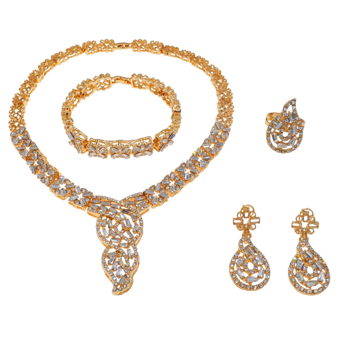 Wedding Gold Jewelry Set Beautiful Silver Diamond Bead Jewelry Sets Simple Women's Festival By Trendy Jewels