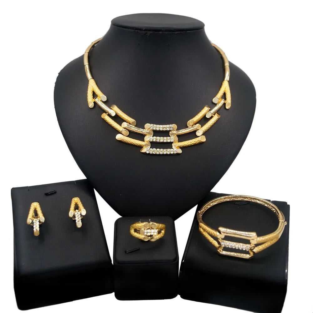 Exquisite High End Collar Italian Gold Designer Jewelry Sets Music Symbol Pendant Bracelet Earring Jewelry By Trendy Jewels