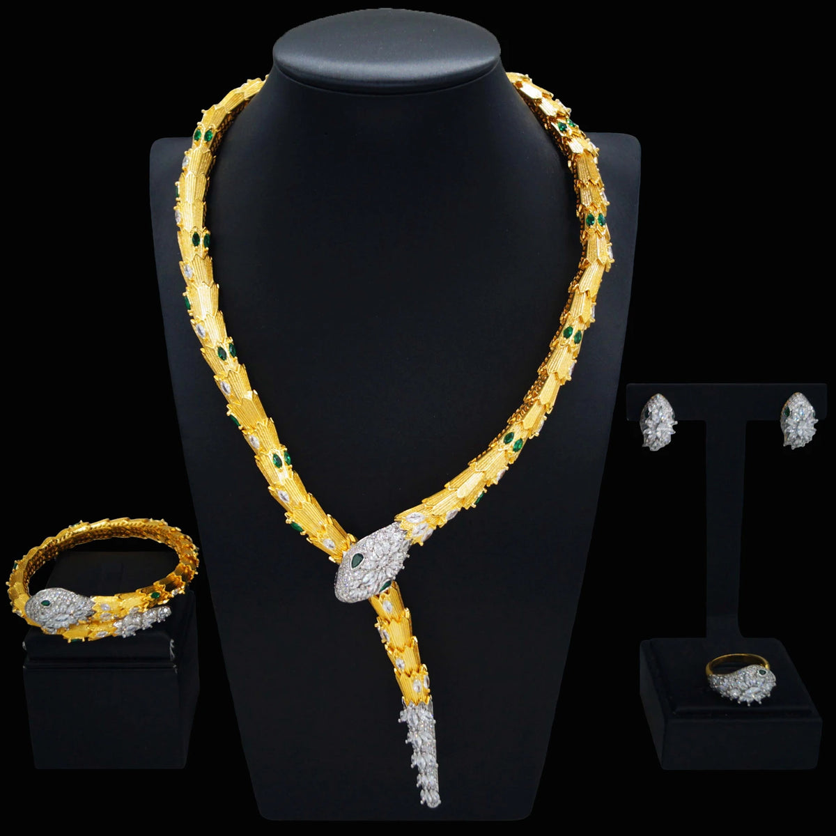 Plated Gold Jewelry Set Latest Two Color Diamond Jewelry Sets Customized Women's Costume Pendant By Trendy Jewels