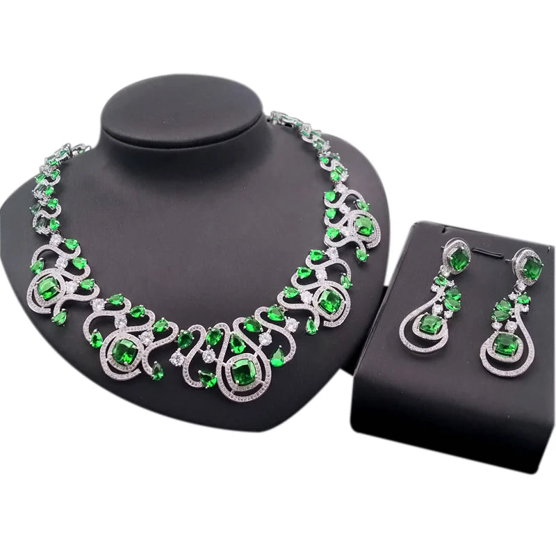 Zircon Jewelry Set 925 Silver Fashion Bridal Jewelry Sets UAE Women's Necklace Set Factory By Trendy Jewels