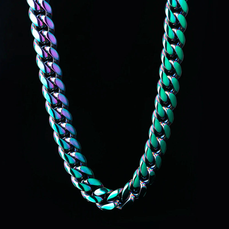 10mm Rainbow Color Men's Jewelry Cuban Stainless Steel Chain Cuban Link Bracelet Hip Hop Men Bracelet By Trendy Jewels