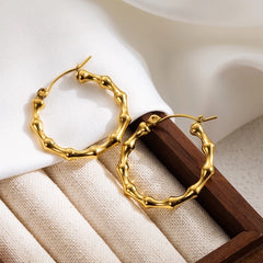 1 pair ig style round heart shape plating stainless steel 18k gold plated hoop earrings ear studs By Trendy Jewels