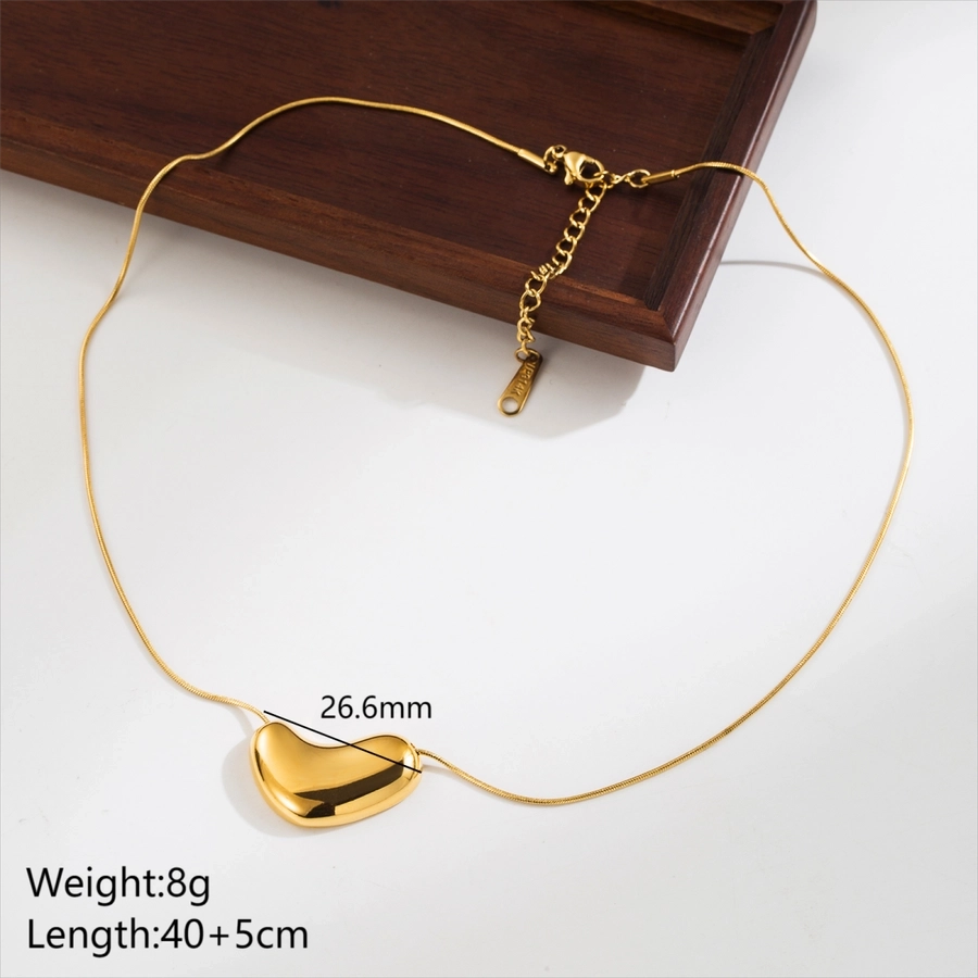 simple style geometric round heart shape stainless steel plating 14k gold plated pendant necklace By Trendy Jewels