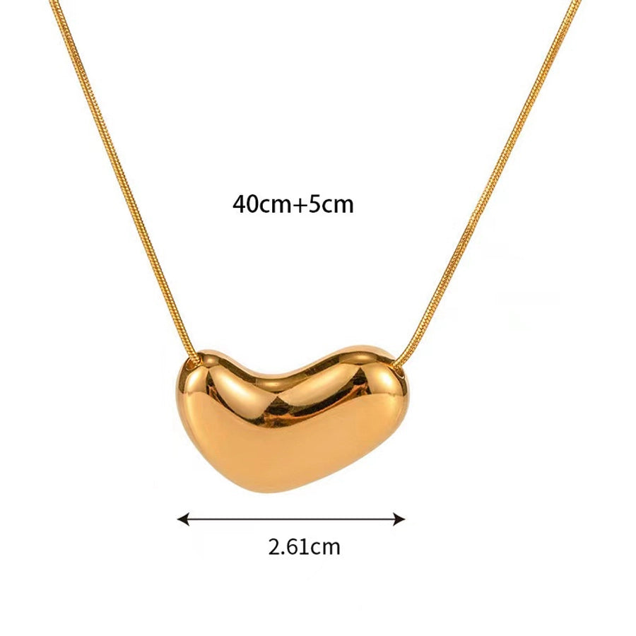 simple style geometric round heart shape stainless steel plating 14k gold plated pendant necklace By Trendy Jewels