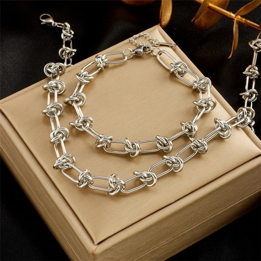 classic style solid color titanium steel plating bracelets necklace By Trendy Jewels