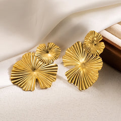 1 pair ig style leaves flower ginkgo leaf plating stainless steel drop earrings By Trendy Jewels