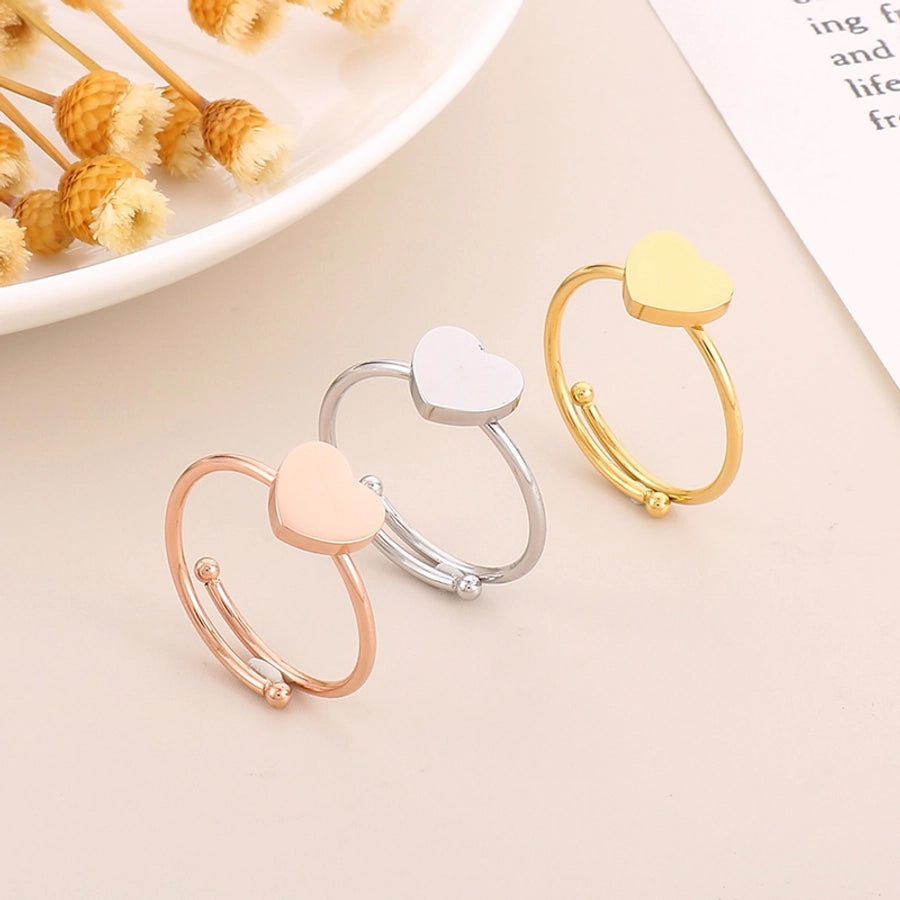 Titanium Steel 18K Gold Plated Rose Gold Plated Simple Style Plating Heart Shape Rings By Trendy Jewels