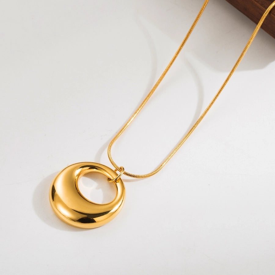 simple style geometric round heart shape stainless steel plating 14k gold plated pendant necklace By Trendy Jewels