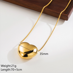 simple style geometric round heart shape stainless steel plating 14k gold plated pendant necklace By Trendy Jewels