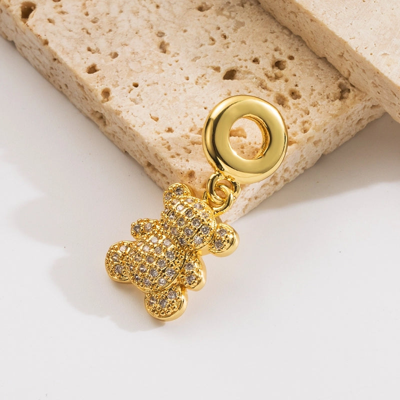1 Piece Hole 4~4.9mm Copper Zircon 18K Gold Plated Bear Heart Shape Butterfly Pendant By Trendy Jewels