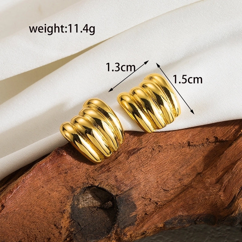 1 pair casual basic streetwear solid color plating stainless steel 18k gold plated ear studs By Trendy Jewels