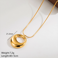 simple style geometric round heart shape stainless steel plating 14k gold plated pendant necklace By Trendy Jewels